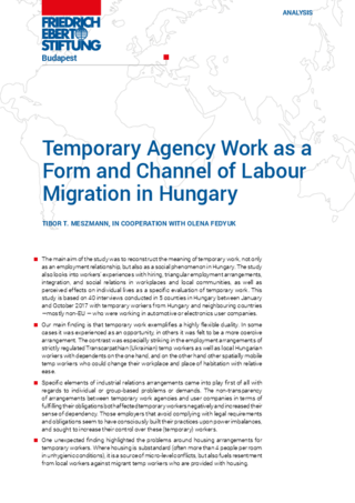 Temporary agency work as a form and channel of labour migration in Hungary